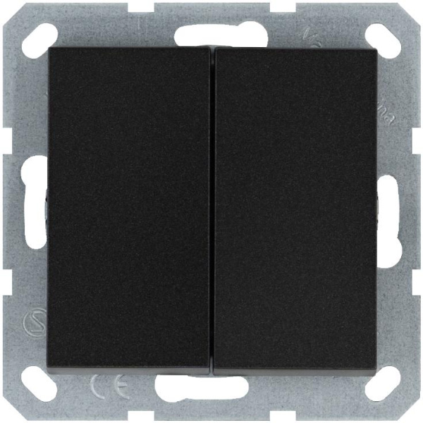 Кнопка 2-кл. 10А IP20 с переключающим контактом механизм антрацит Jasmart G3020B