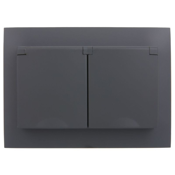 Розетка 2-м SKANDY 16А IP44 с крышкой в сборе SK-R12G графит IEK SK-R26-16-44-K53-F