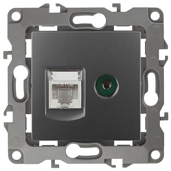 Розетка компьютерная + телевизионная Эра12 12-3110-12 RJ45 + TV IP20 графит Эра Б0027447