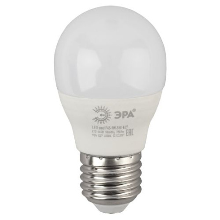 Лампа светодиодная P45-9W-860-E27 шар 720лм ЭРА Б0031412