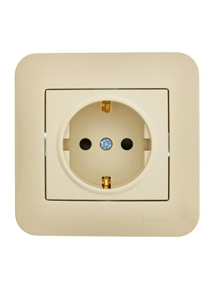 Розетка 1-м СП ASTI 16А IP20 с заземл. защ. шторки термопласт в сборе крем. LEZARD 7081-0303-124B