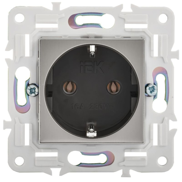 Розетка SKANDY 16А с заземл. без защ. шторок SK-R05N никель IEK SK-R11-16-K50