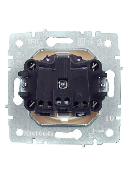 Розетка BRITE РС14-1-0-БрКр 16А с заземл. защ. шторки механизм беж. IEK BR-R14-16-K10