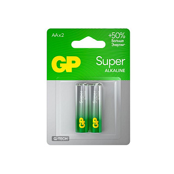 Элемент питания алкалиновый AA/LR6 1.5В Super Alkaline G-Tech 15AA21-2CRSBC2 20/160 (блист.2шт) GP 1223