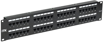 Патч-панель 2U кат.6 UTP 48 портов (IDC Dual) с каб. органайзером ITK PP48-2UC6U-D05-1