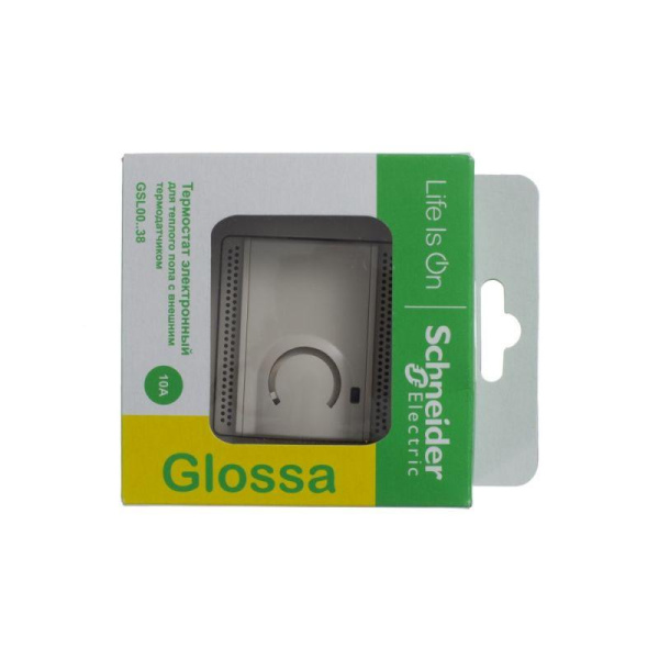 Термостат Glossa электронный для теплого пола с датчиком +5град.C +50град.C 10А в сборе беж. SchE GSL000238