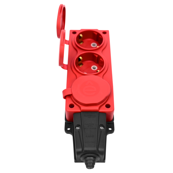 Колодка удлинителя 3-м 16А IP44 MultiSet 2К+З 250В каучук красн. SE MST4123RD