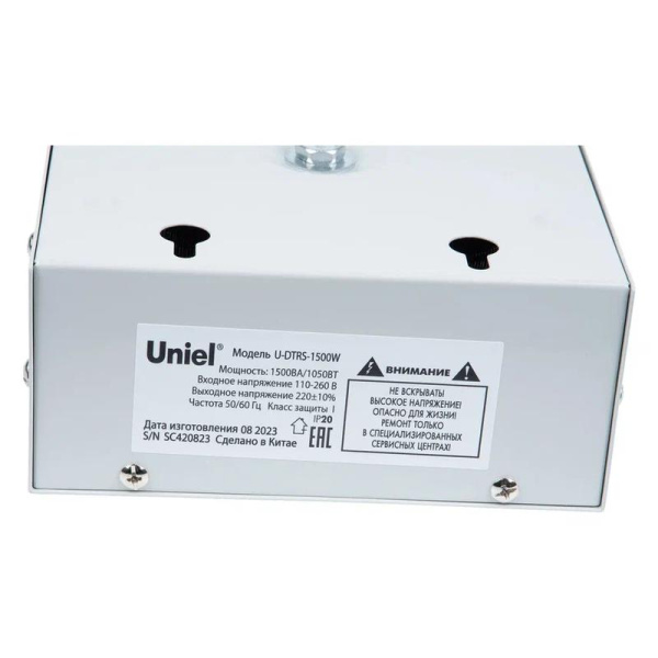 Стабилизатор напряжения U-DTRS-1500W 1ф 1.5кВА релейный ультратонкий настен. Uniel UL-00010578