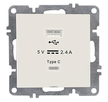 Розетка LAVIN/KAREN USB + TYPE-C механизм бел. ARVIA 50 01 1000 304