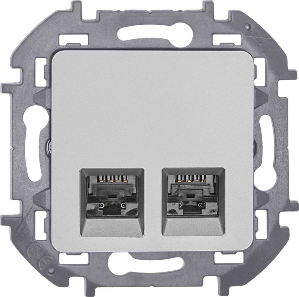 Розетка компьютерная 2-м Inspiria RJ45 кат.6 UTP механизм алюм. IEK 673842