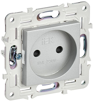 Розетка SKANDY 10А без заземл. защ. шторки SK-R01S серебр. IEK SK-R13-10-K23