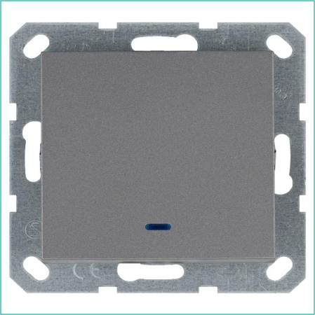 Выключатель 1-кл. 10А IP20 с подсветкой механизм алюм. Jasmart G3011NS