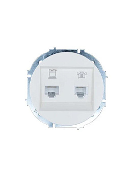 Розетка компьютерная + телефонная OSEN RJ45 кат.6 + RJ11 с модулем бел. LEZARD 743-0288-144