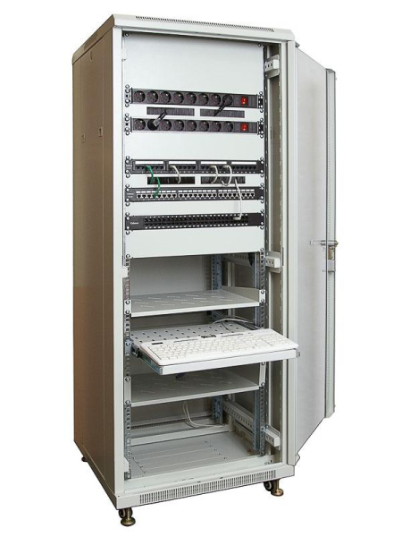 Полка консольная перфорированная 19дюйм 1U Г=315мм SH-J017-1U-315 Cabeus 7075c
