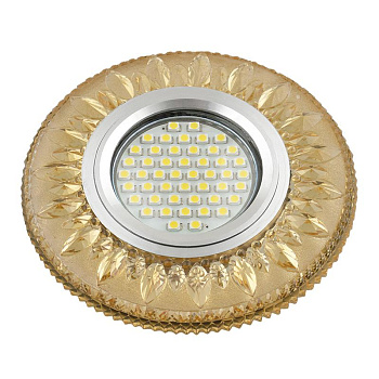 Светильник DLS-L141 GU5.3 GLASSY/GOLD GU5.3 встраив. доп. светодиод. подсветка 3Вт без лампы стекло Fametto UL-00003878