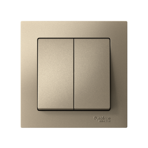 Выключатель 2-кл. СП AtlasDesign 10А IP20 (сх. 5) 10AX в сборе шампань SE ATN000552