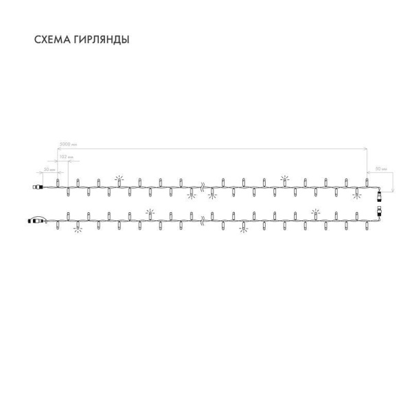 Гирлянда светодиодная "Нить" 10м 100LED зел. 12Вт 24В IP65 эффект мерцания провод ПВХ прозр. Neon-Night 305-254