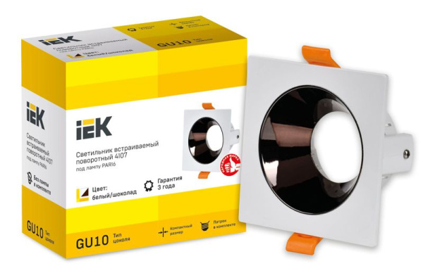 Светильник 4107 встраиваемый поворотный GU10 бел./шокол. пласт. IEK LT-UVB0-4107-GU10-1-K30