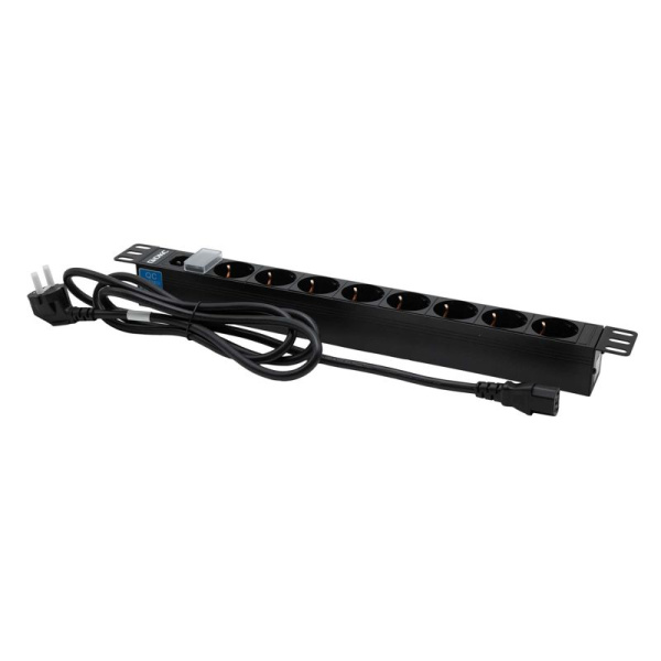 Блок розеток 8-м Schuko для 19дюйм шкафов с выкл. DKC R519SH8OPSHC14