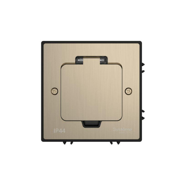 Лючок MultiDesk MDK21 с розеткой 2P+E 16А 250В IP44 с монтажной коробкой для бетонных полов никель SE MDK21202NC