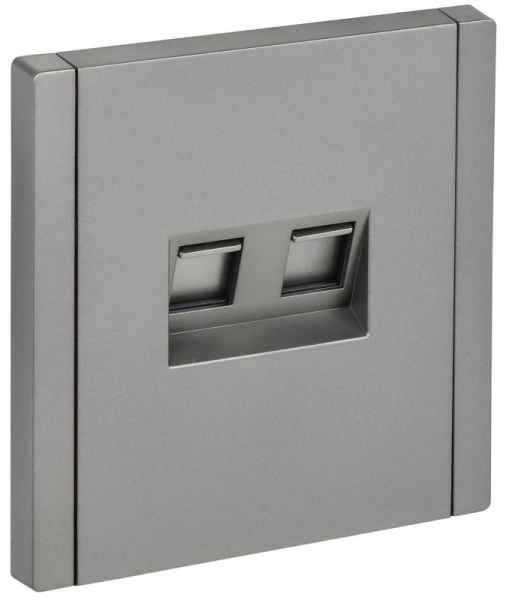 Розетка 2-м RJ11+RJ45 кат.5E FORTE&PIANO FP535 сталь IEK FP-KT20-O-1-K46