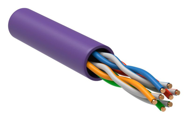 Кабель витая пара U/UTP кат.5E 4х2х24AWG solid LSZH фиолет. (уп.305м) ITK LC1-C5E04-126