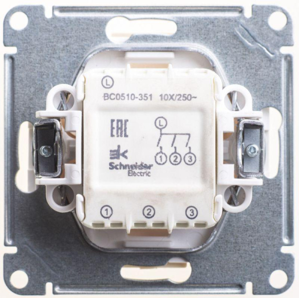 Выключатель 3-кл. СП W59 10А IP20 10AX механизм сл. кость SE VS0510-351-2-86