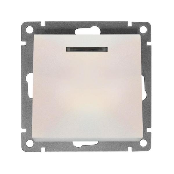 Выключатель 1-кл. СП Афина 10А IP20 с подсветкой механизм жемчуж. Universal A0121-OBr