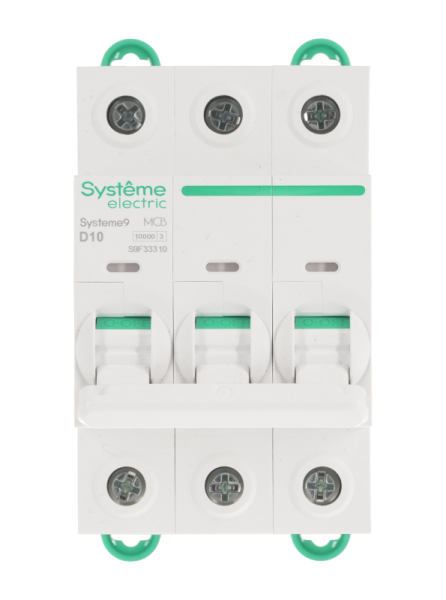 Выключатель автоматический 3п D 10А 10кА Systeme9 400В SE S9F33310
