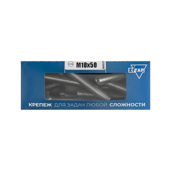 Болт с шестигранной головкой М10х50 DIN 933 оцинк. (уп.10шт) Tech-Krep/Zitar 105217