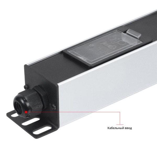 Блок розеток 20-м PDU-16-20S-B-T 16А вертикал. для 19дюйм шкафов Schuko автомат защиты клеммная колодка алюм. Cabeus 9548c