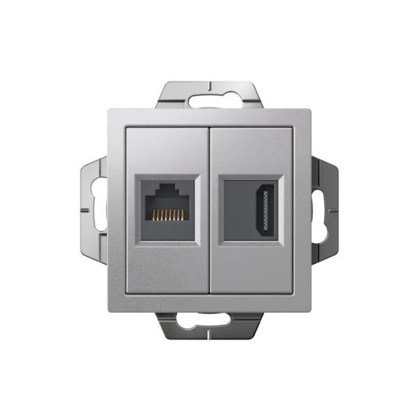 Розетка 2-м СП AtlasDesign HDMI + RJ45 кат.5E механизм алюм. SE ATN000382