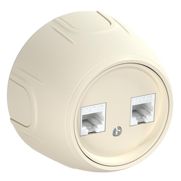 Розетка компьютерная 2-м RJ45 кат.5E Rotondo беж. OneKeyElectro 7700892
