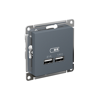 Розетка USB AtlasDesign тип A+A 5В 1х2.1А 2х1.05А механизм грифель SE ATN000733
