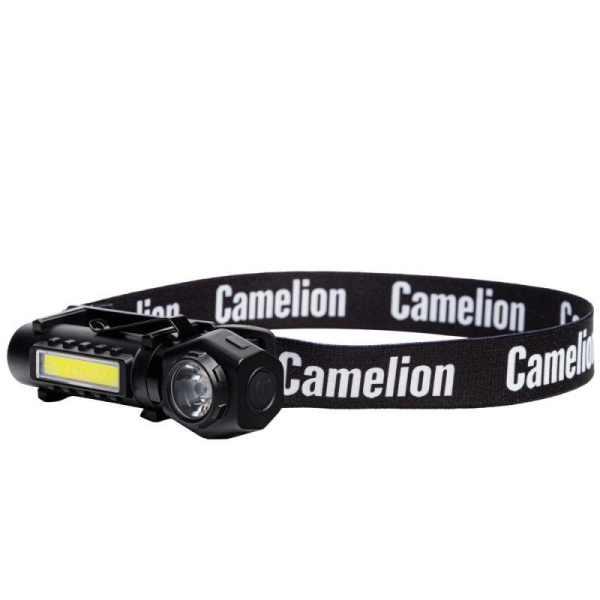 Фонарь налобный LED53408 аккум. 3.7В XPE+COB 3Вт 3 реж. магнит Type-C бокс черн. Camelion 15759