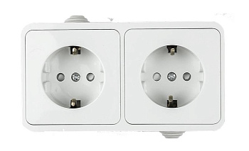 Розетка 2-м AQUA 3123 защ. шторки с заземл. п/герм бел. ASD / IN HOME 4690612003467