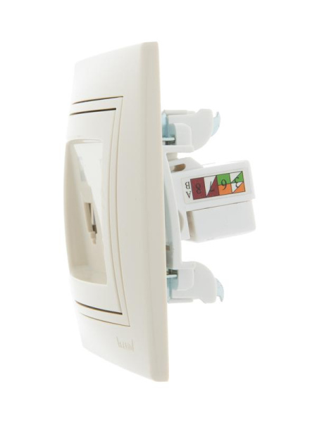 Розетка компьютерная 2-м СП Mira RJ45 16А IP20 со вставкой крем. LEZARD 701-0303-141
