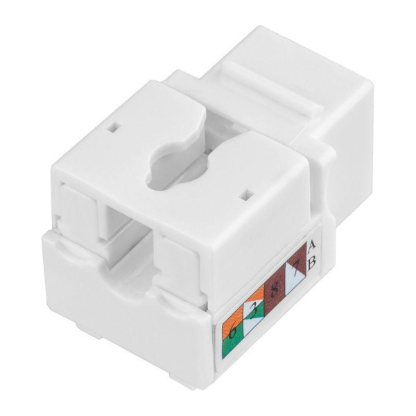 Модуль Keystone Jack RJ-45(8P8C) UTP неэкранир. кат.6 тип 90град. бел. PRO Rexant 02-0254