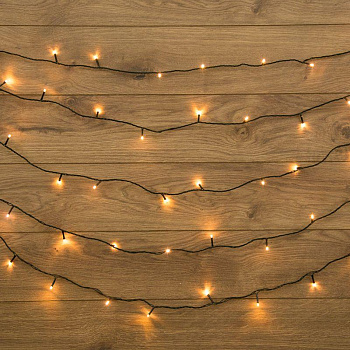 Гирлянда светодиодная "Твинкл Лайт" 10м 80LED тепл. бел. 5.7Вт 220-240В IP20 с контроллером 8 режимов провод ПВХ темн. зел. Neon-Night 303-046
