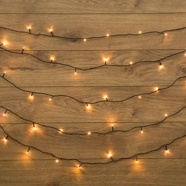 Гирлянда светодиодная "Твинкл Лайт" 10м 80LED тепл. бел. 5.7Вт 220-240В IP20 с контроллером 8 режимов провод ПВХ темн. зел. Neon-Night 303-046