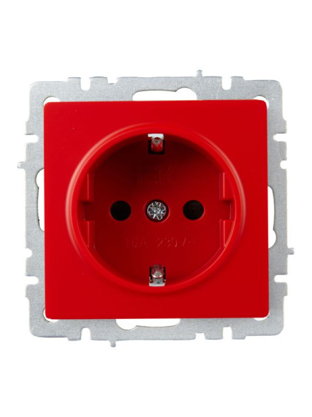 Розетка BRITE РС14-1-0-БрК 16А с заземл. защ. шторки механизм красн. IEK BR-R14-16-K04