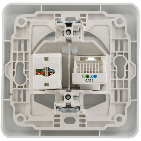 Розетка компьютерная + телефонная 2-м СП Вега РК/Т12-ВБ RJ45 + RJ11 бел. GENERICA EIV20-K01-DM