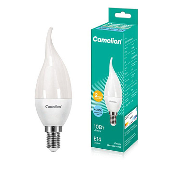 Лампа светодиодная LED10-CW35/845/E14 10Вт свеча 4500К бел. E14 220В Camelion 14404