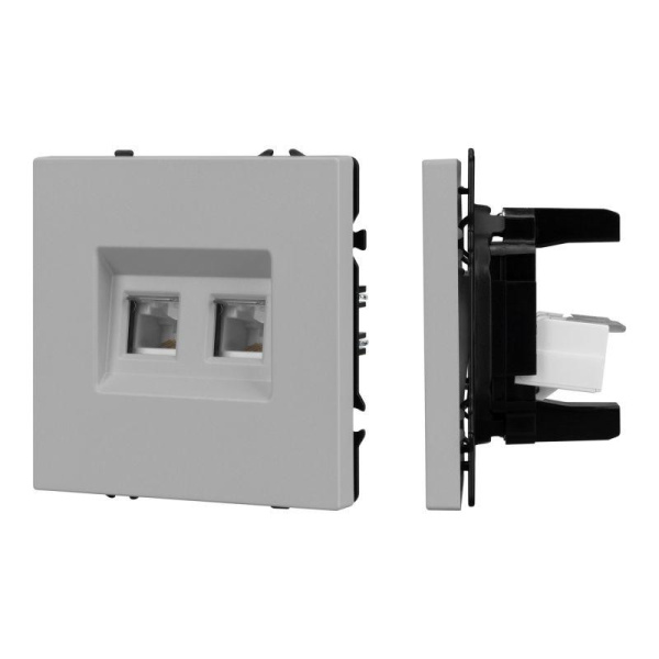Механизм сдвоенной телефонной розетки SCT-NOBE-MTL2-SFPL-IS (RJ-11 4C) никель Arlight 061890