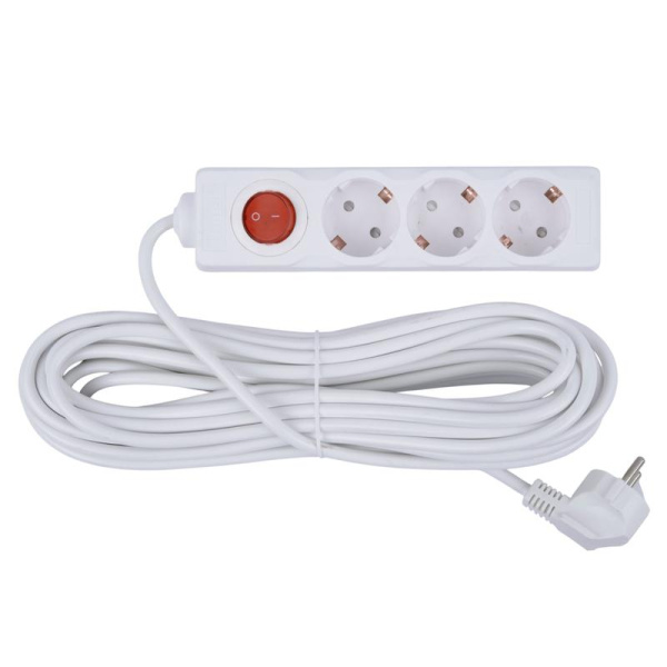 Удлинитель 3х10м с заземл. 16А Ultra S-GCU3-10B WHITE бел. Uniel UL-00010014