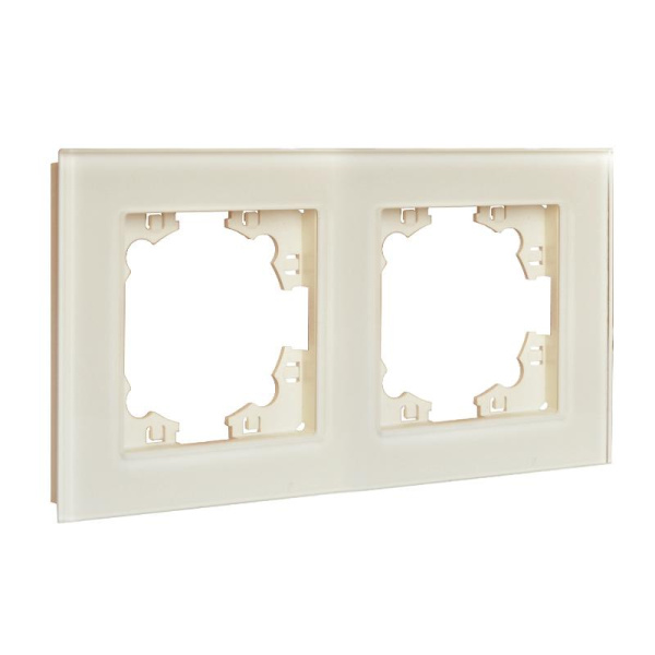 Рамка 2-м Афина стеклянная сл. кость (ivory) UNIVersal 2273