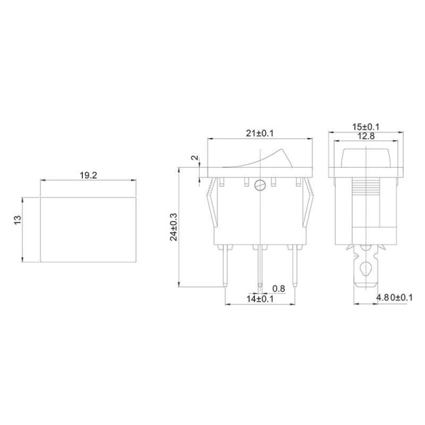 Выключатель клавишный 12В 15А (3с) ON-OFF син. с подсветкой Mini (RWB-206-1 SC-768) Rexant 36-2171