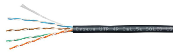 Кабель витая пара U/UTP кат.5E 4х2х24AWG solid LSZH нг(А)-HF UTP-4P-Cat.5e-SOLID-LSZH-BK черн. (уп.305м) Cabeus 9781c