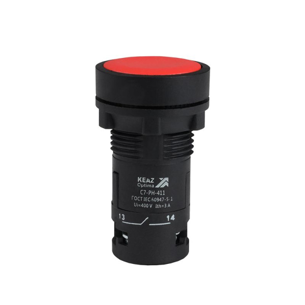 Кнопка с фиксацией OptiSignal Compact D22 С7-PH-411 красн. 1НО+1НЗ XB7NH45 КЭАЗ 362075
