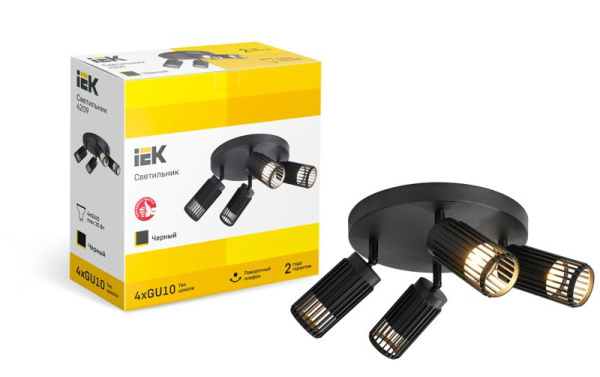 Светильник 4209 потолочный 4хGU10 черн. IEK LT-UPB0-4209-GU10-4-K02